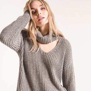 Rag Poets Danae Cowl Cut Out Neck Sweater